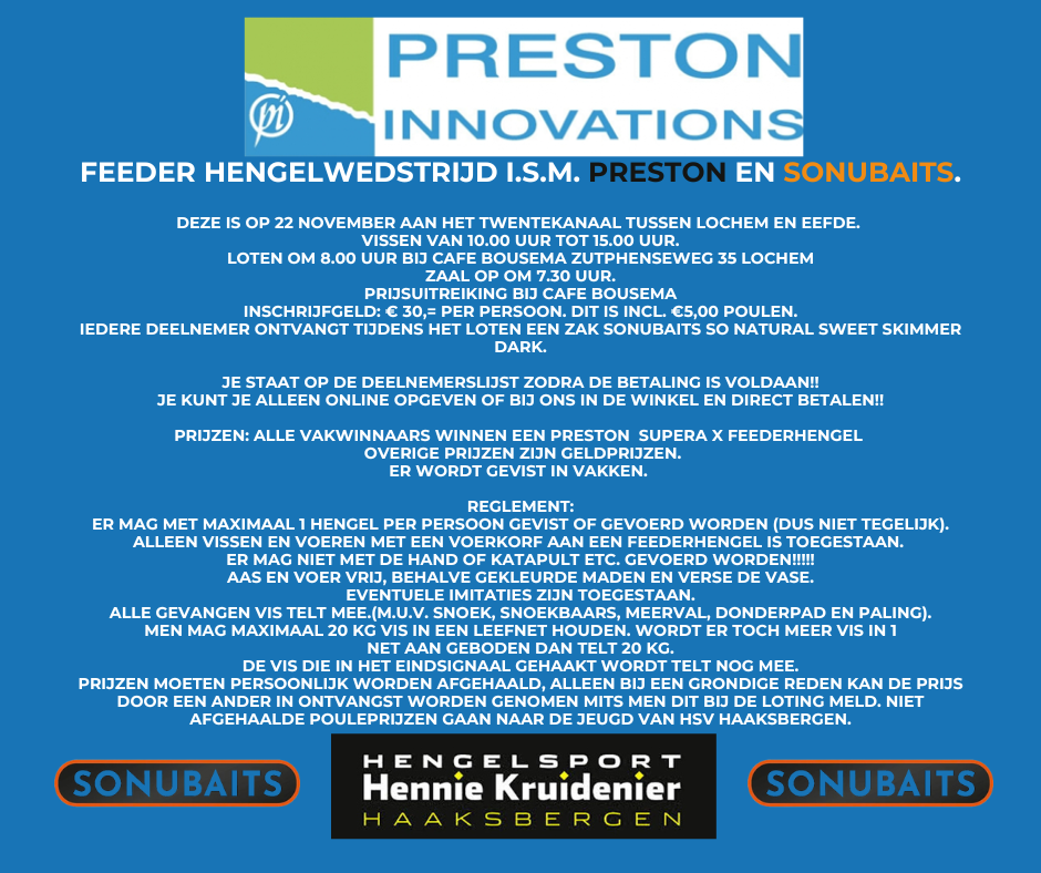 Opgave PRESTON Feederwedstrijd