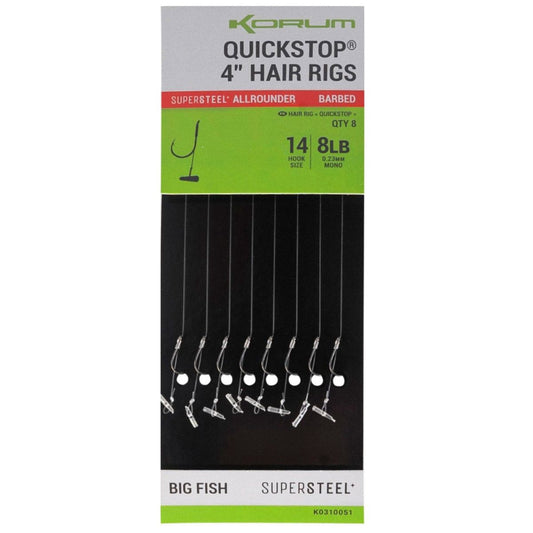 Korum Big Fish Quickstop Hair Rigs 4'' Barbed