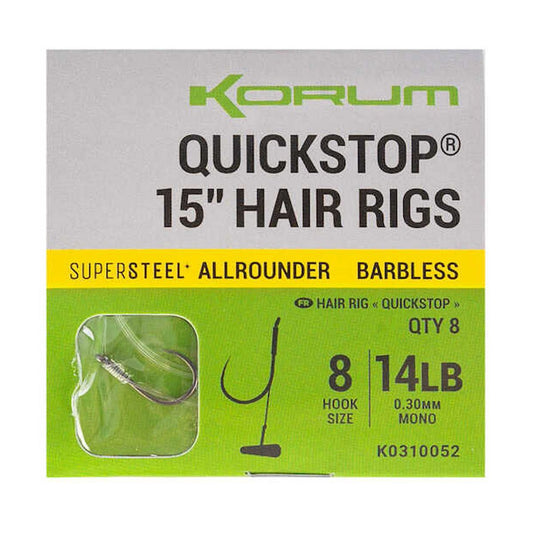 Korum Big Fish Quickstop Hair Rigs 15''  Barbless