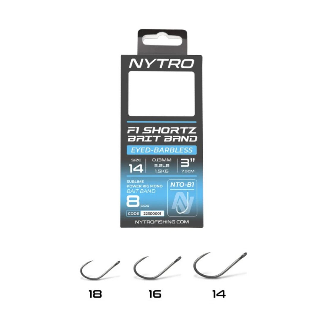 Nytro NTO-B1 Barbless F1 Shortz Latex Bait Band Ready Rigs