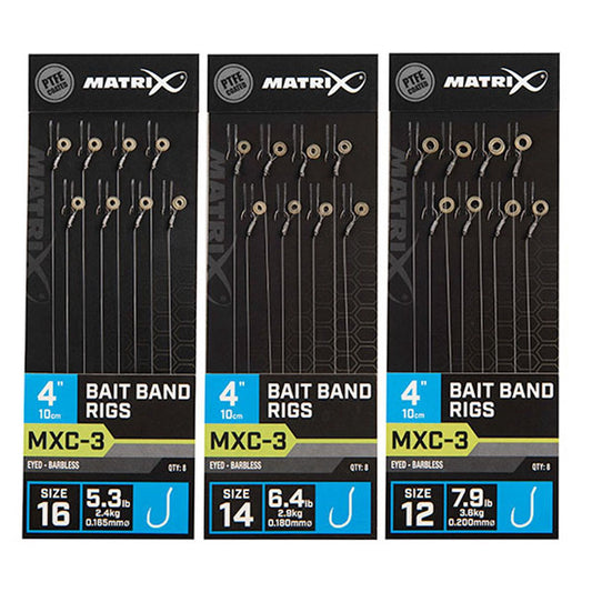 Matrix Mxc-3 Barbless 10cm Bait Bands Rigs