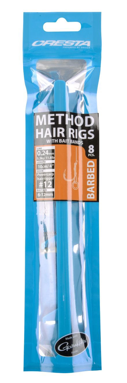 Cresta Method Hair Rigs + Bands Barbed