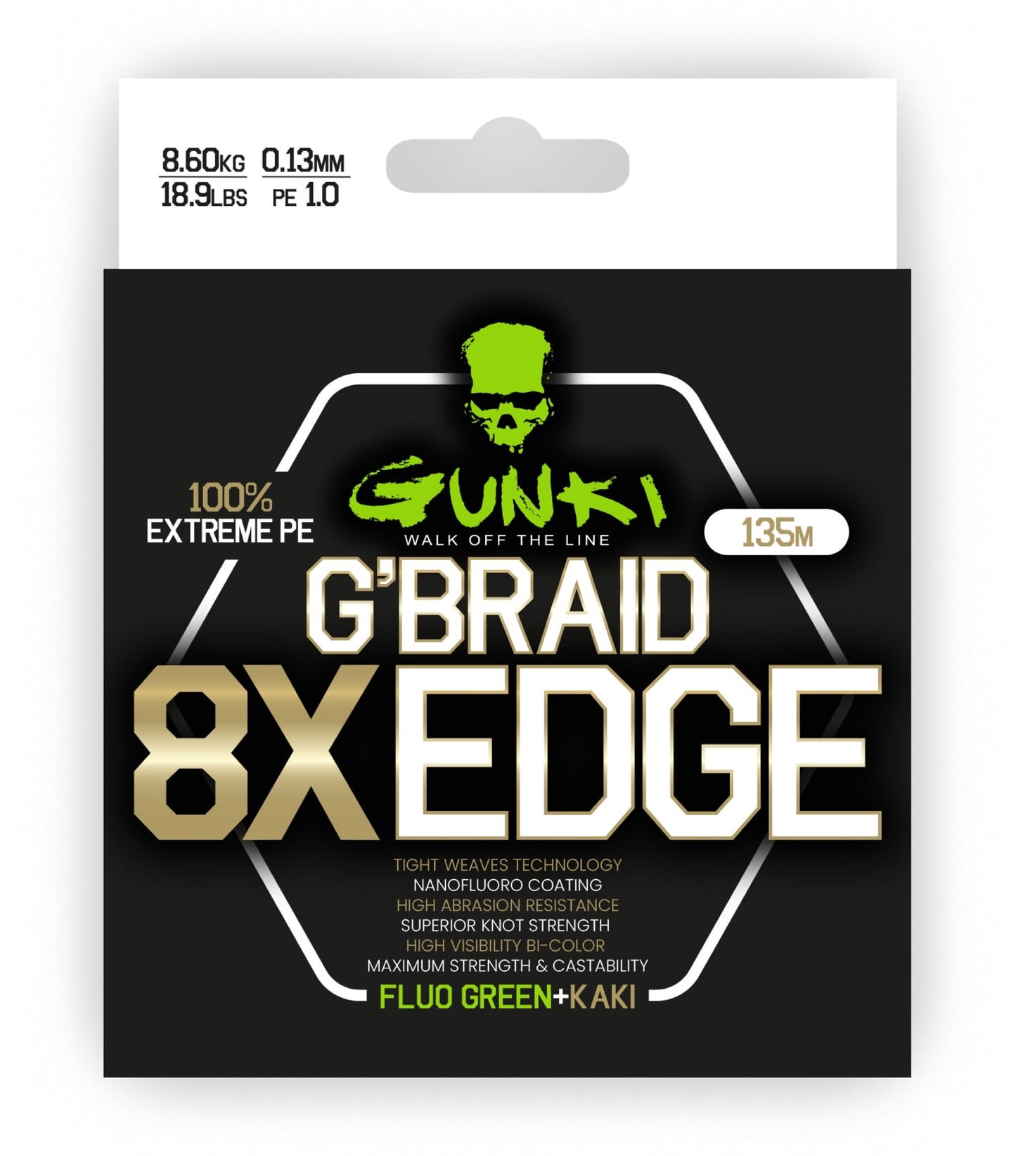 Gunki G'Braid 8x Edge Fluo Green+Kaki