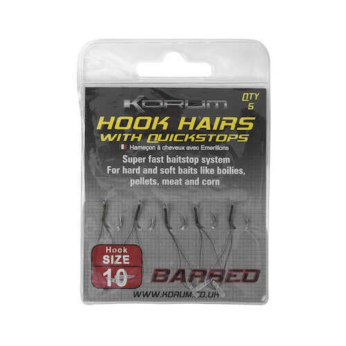 Korum Hook Hairs With Quickstops Barbed
