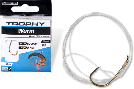Zebco Trophy Worm Hook-to-Nylon Silver 70cm