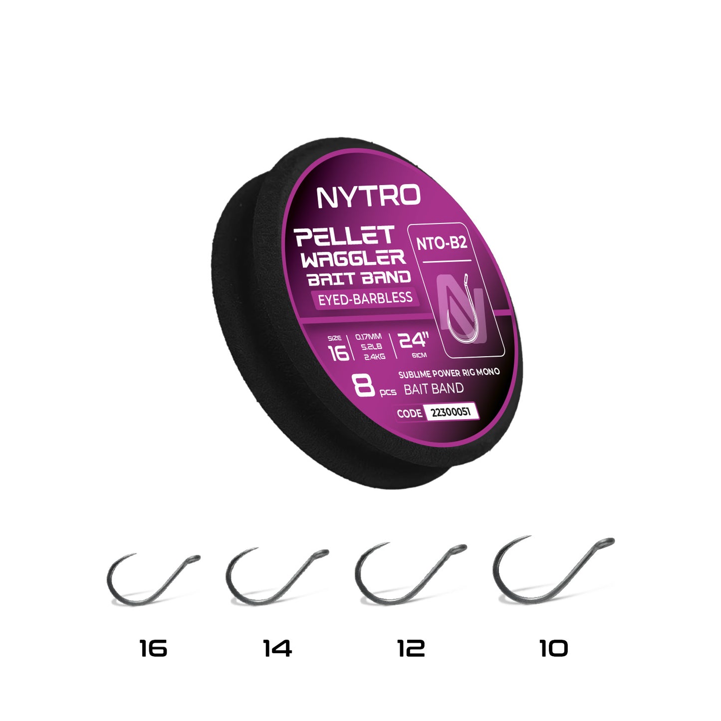 Nytro NTO-B2 Barbless Pellet Waggler Bait Band 61CM