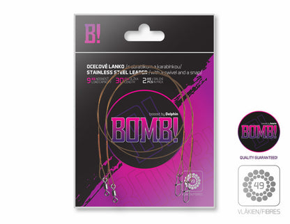 Delphin Stainless Steel Leader with swivel and snap BOMB! / 49 Fibres