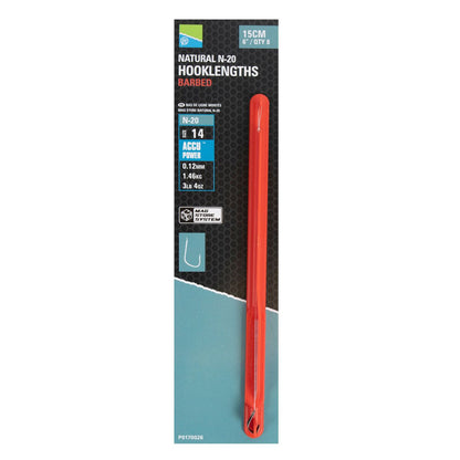 Preston Natural N-20 6"/15 Cm Hooklengths Barbed
