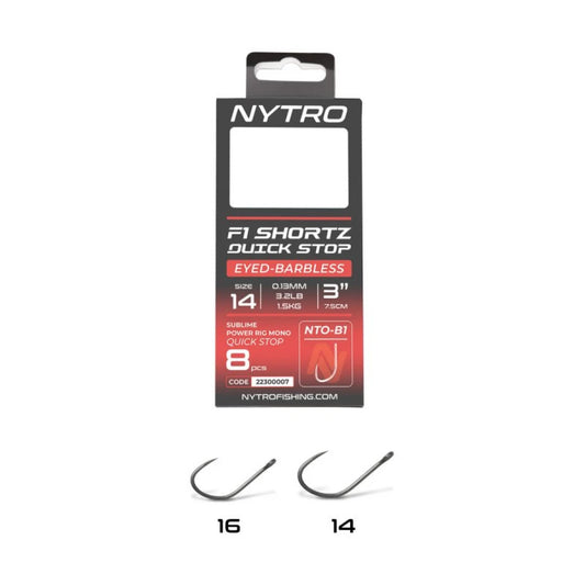 Nytro NTO-B1 Barbless F1 Shortz Q-Stop Ready Rigs 7.5cm