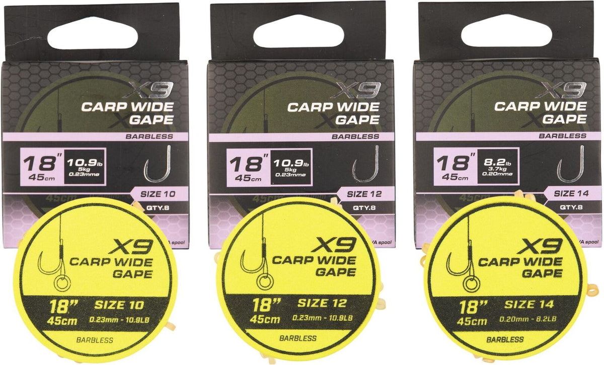 Matrix X9 Carp Wide Gape 45cm Band Rigs