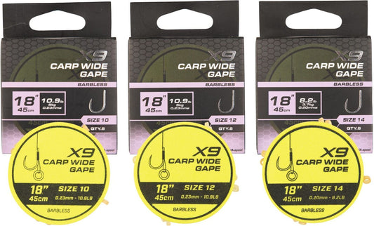 Matrix X9 Carp Wide Gape 45cm Band Rigs