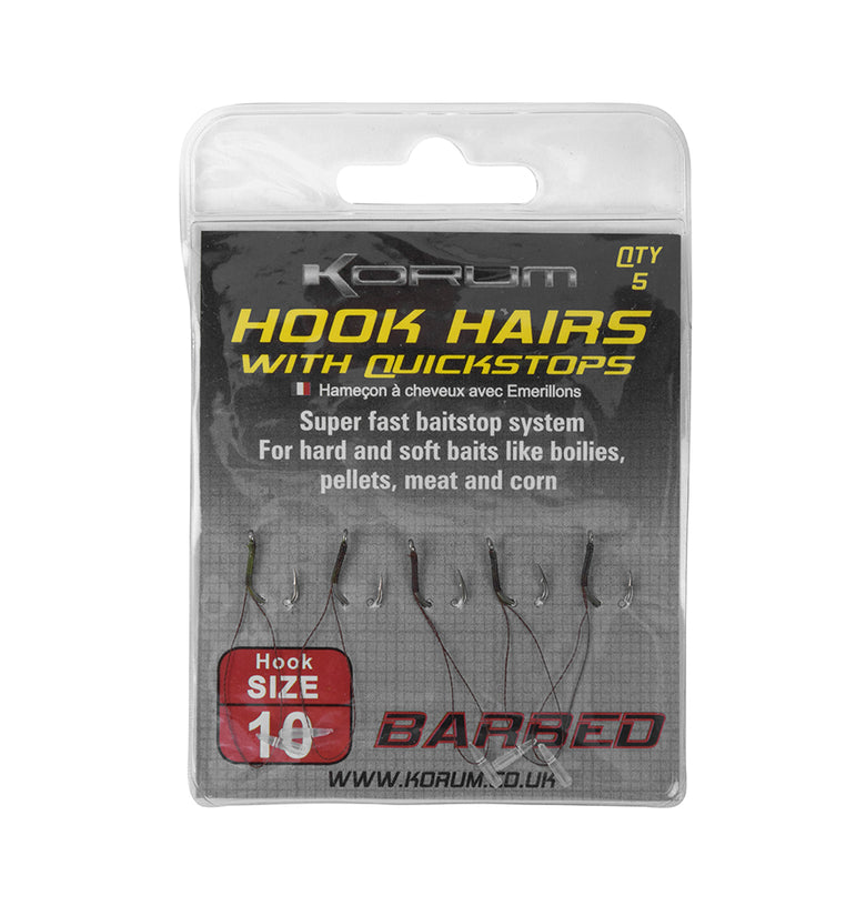 Barbed Hook Hairs With Quickstops - Size 16