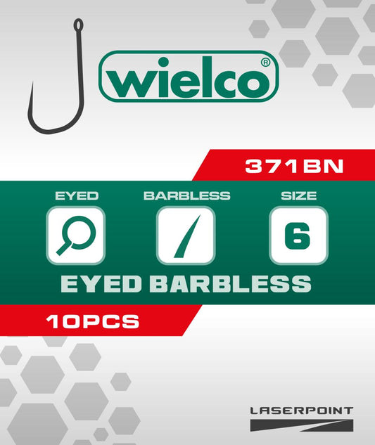 Wielco Laser Point 371BN Eyed Barbless Hooks