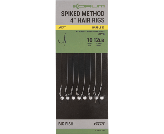 Korum Spiked Method Hair Rigs Barbless 4"