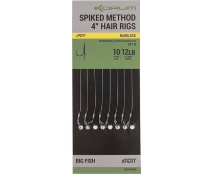 Korum Spiked Method Hair Rigs Barbless 4"